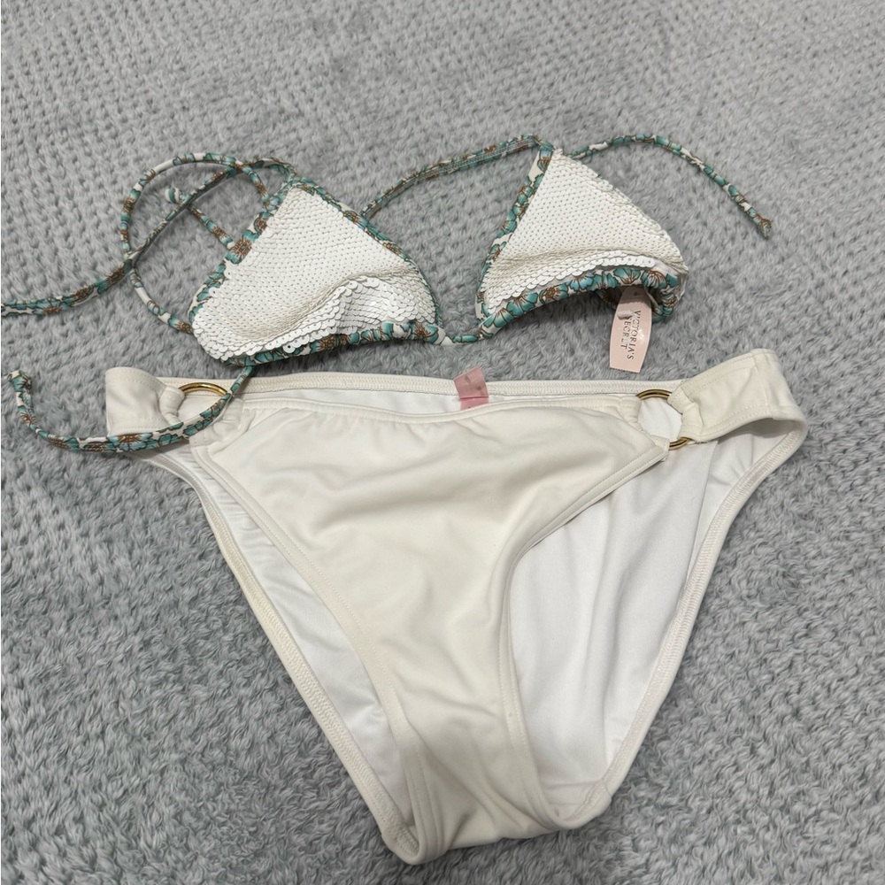 Victoria's Secret White and Green Bikini